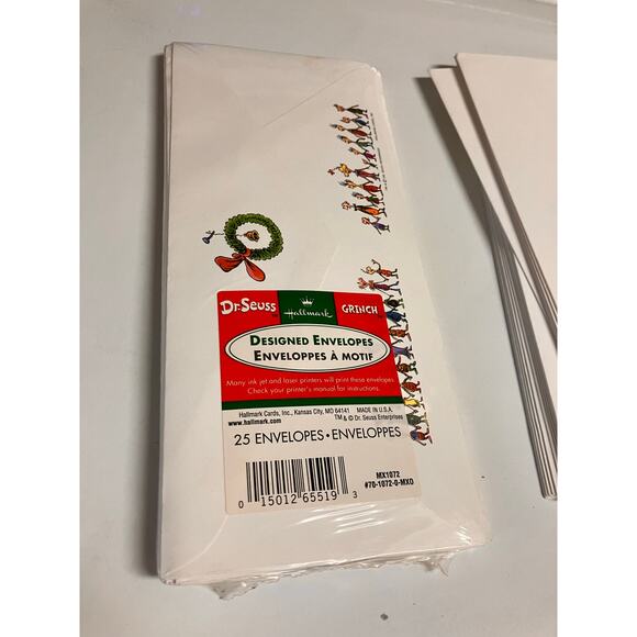 Vintage Hallmark Dr. Seuss Grinch Designed Envelopes 25+ Pack Sealed Christmas - Picture 2 of 6
